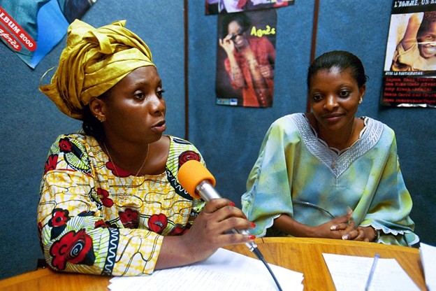 Women from Conakry at local radio station in Côte d'Ivoire